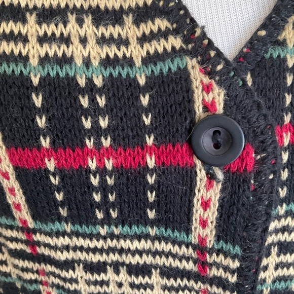 New Vintage Dead Stock G.H. Bass Plaid Sweater Vest Black Tan Red M - Picture 4 of 8